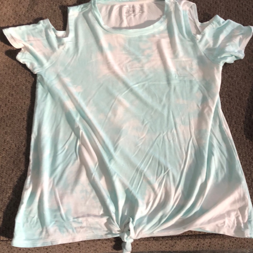 Bixby nomad open shoulder knotted tee girls size large (12-14)